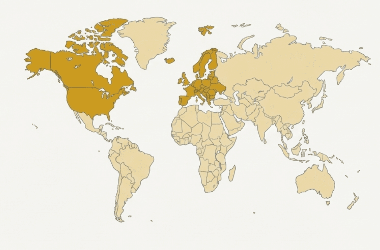 World map showing global coverage and adoption of LEI requirements